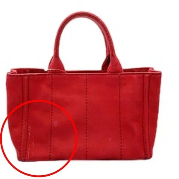 Prada Canvas Tote Canapa Tote Bag Red - Picture 3 of 13